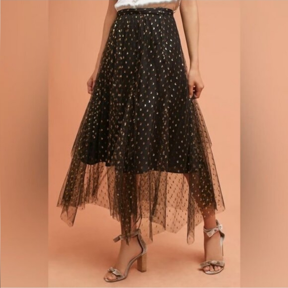 Anthropologie Zelda Metallic Tulle Maxi Skirt by Eva Franco NWOT - Picture 5 of 12